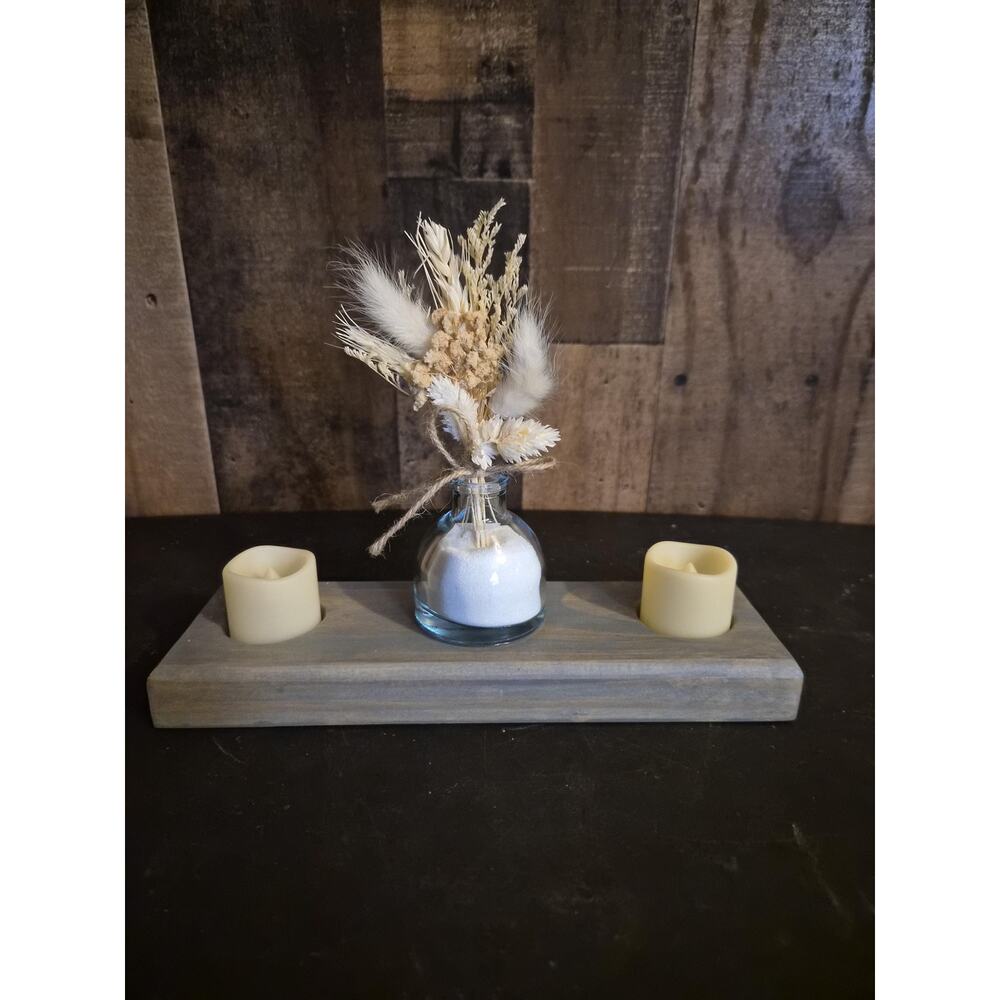 Handcrafted wooden tea light candle holder